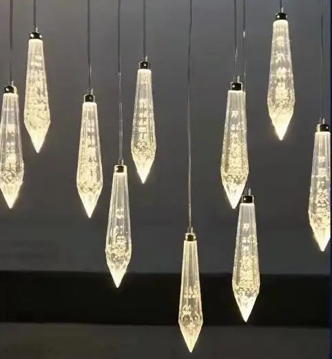 Modern Rain Drop Chandelier Luxury Gold Bubble Acrylic Drops Pendant Hanging Lights Living Room Dining Room Lamp