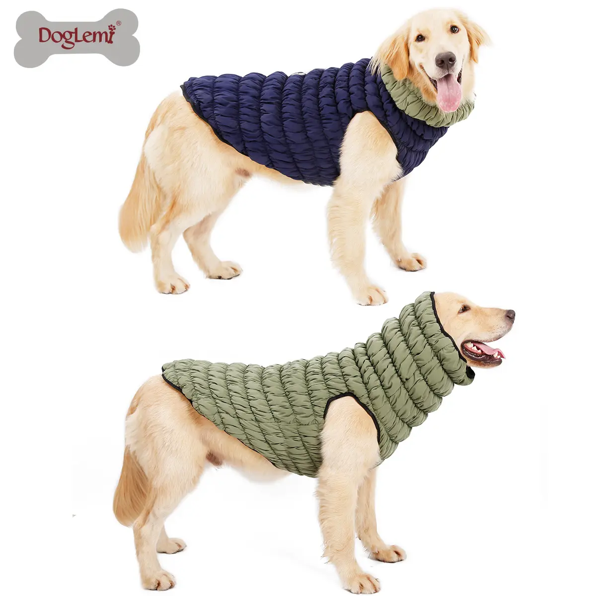 Manteau chenille imperméable pour chien, aspect chenille, chaud, élastique et réversible, vêtements pour animaux de compagnie, gilet d'hiver