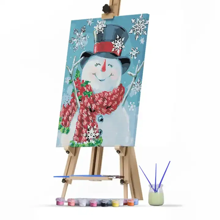 Lienzo de Arte de pared moderno regalo único 40x50cm Navidad muñeco de nieve niño Diy pintura Digital por números