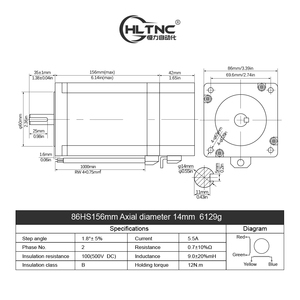86HS156直接制造商步进电机1.8度2相12 N.M 6.2a nema34用于雕刻/标签/激光自动机床数控 - Product Image 6