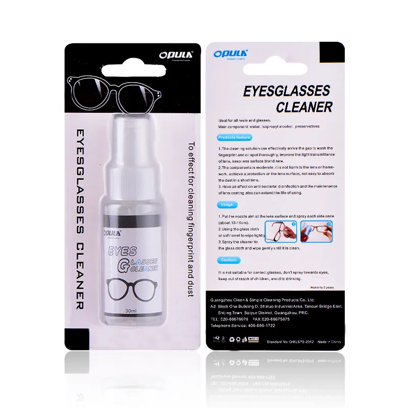 OPULA yeniden lens sprey gözlük temizleme spreyi ile sisleme gözlük temizleme solüsyonu seti, buğu önleyici temizleme maddesi
