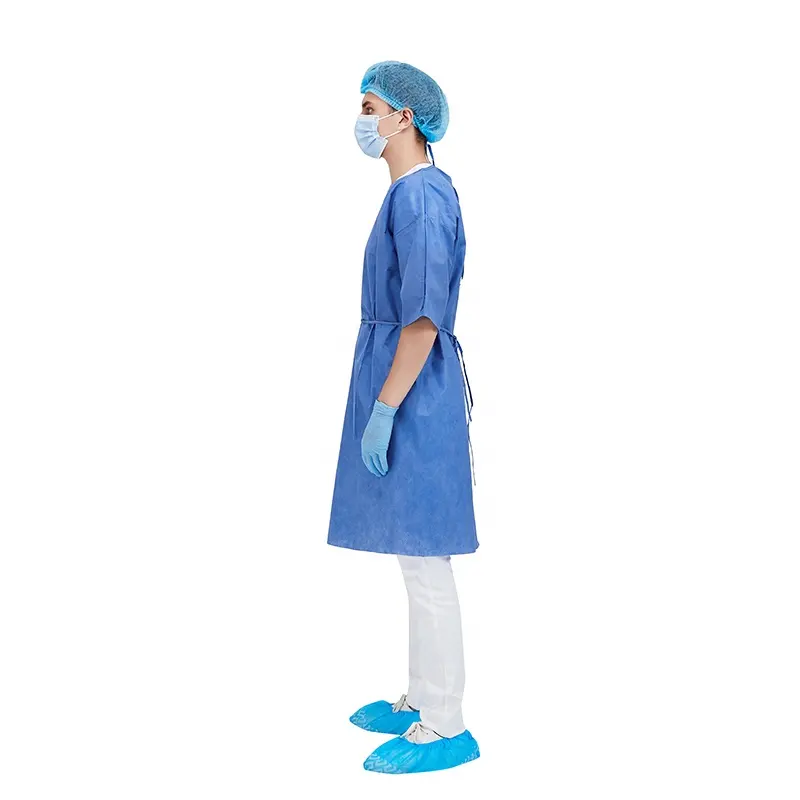 ชุดคลุมผู้ป่วย SMS,แบบใช้แล้วทิ้งแขนสั้นชุดผู้ป่วยชุดคลุม PPE การแพทย์