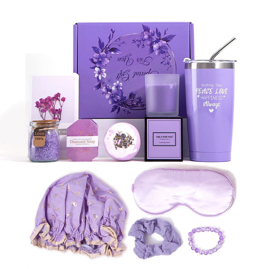 Ensemble cadeau de bain violet coloré