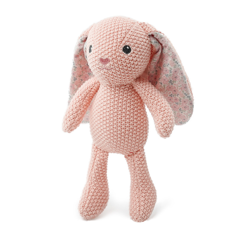 Knitted baby rabbit plush toy