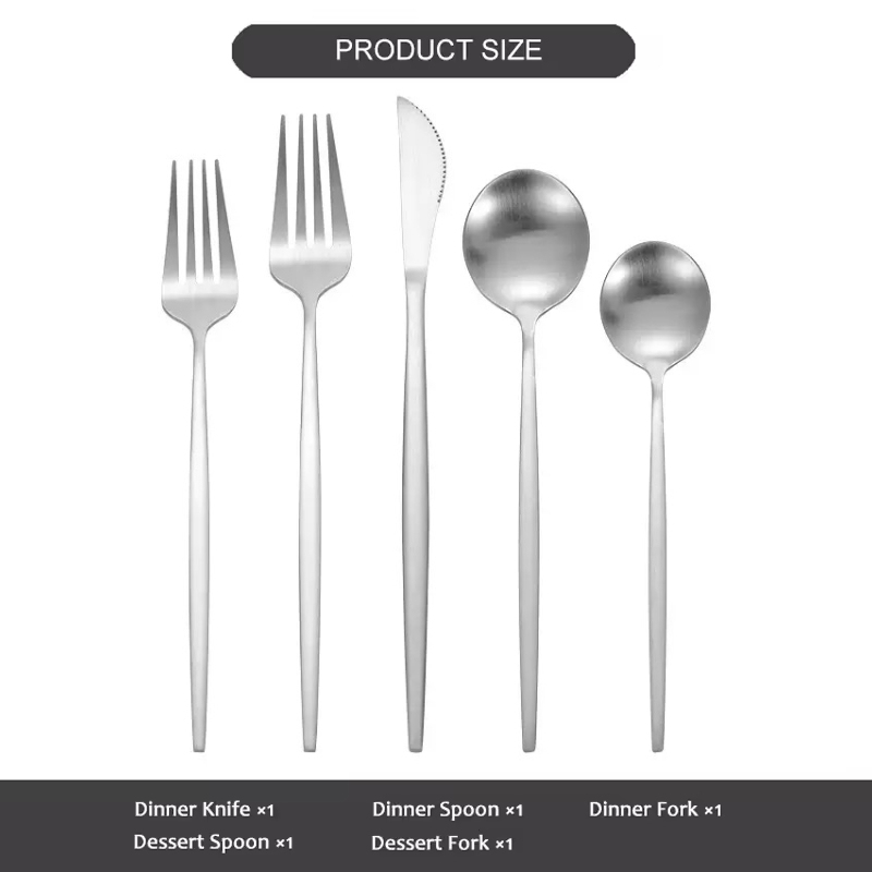 Set da 5 pezzi in argento opaco