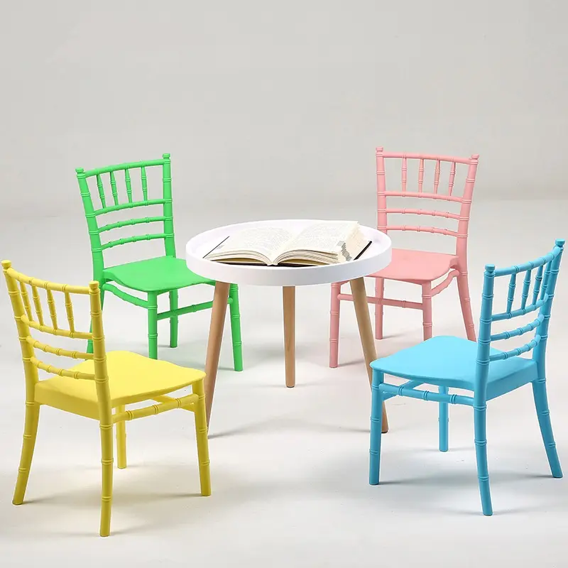 Cadeira infantil de chiavari, cadeira colorida de festa para casamento, jantar, cadeira de plástico