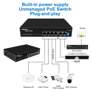 イーサネット6ポートPoEスイッチ10/100M 300M CCTV PoEスイッチセキュリティシステムおよびIPカメラ用