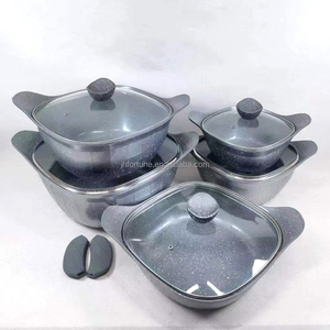 モダンな環境に優しい花崗岩の焦げ付き防止キッチン調理器具セットストック金属製クッキングパンとポットストーンデザイン - Product Image 2