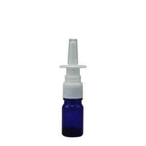 Frasco nasal em spray <span class=keywords><strong>5ml</strong></span>, vidro recarregável para nariz, tamanho de viagem, garrafa de vidro azul vazia