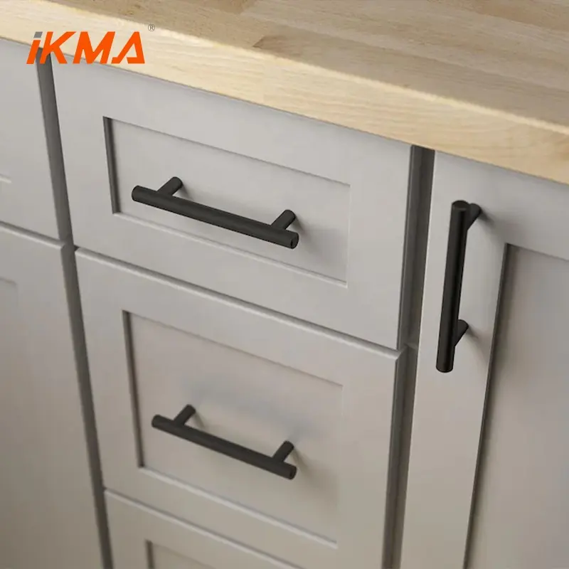 IKMA laci dorong bulat hitam logam tarik furnitur pegangan tarik kenop kabinet dapur produsen pabrik baja tahan karat 1 buah