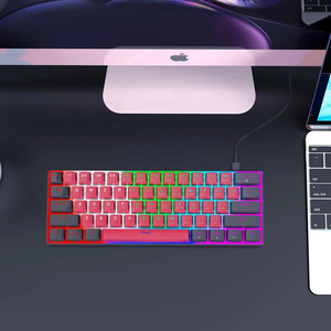 Teclado mecánico con cable de diseño compacto 60% clásico, varias luces deslumbrantes, 61 teclas, interruptor azul, teclado para juegos de ordenador de