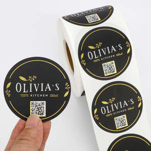 个性化定制卷防水乙烯基粘合剂食品产品标签金箔印刷圆形标志贴纸带二维码标签 - Product Image 4