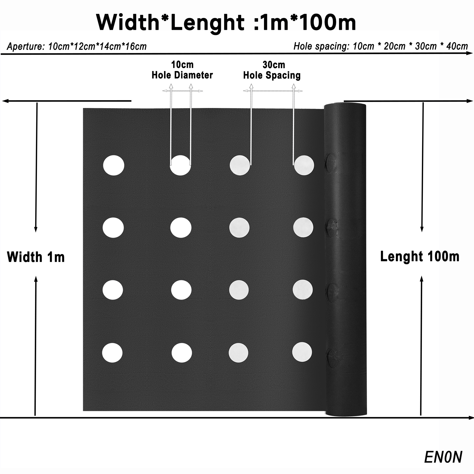 Noir - Largeur 1m x 100m