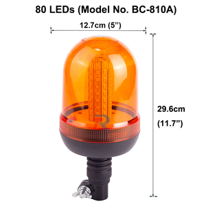 80 LED dönen Strobe Beacon uyarı lambası 5 inç boru montaj ile dönen ışık düzene geniş voltaj 12V 24V 10-30V DC - Product Image 4