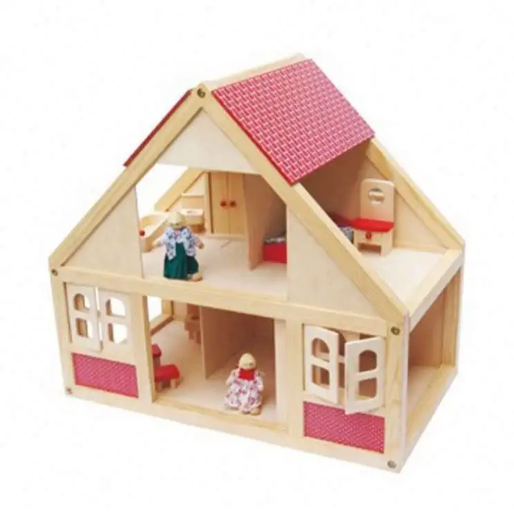 Atacado Crianças brinquedo madeira Miniatura Doll House Móveis madeira Doll House