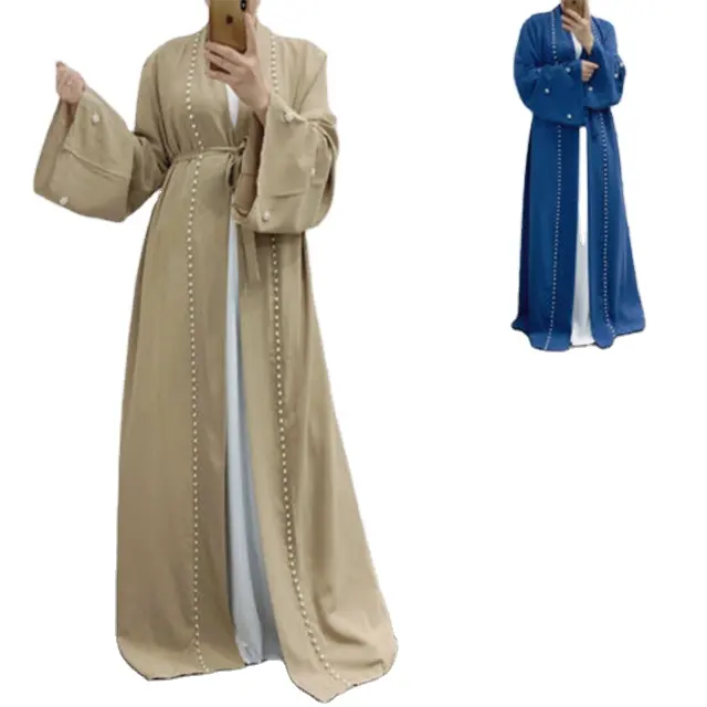 Offre Spéciale Dubaï caftan femmes ouvert avant Abaya Maxi Robe islamique manches longues Cardigan Robe musulmane