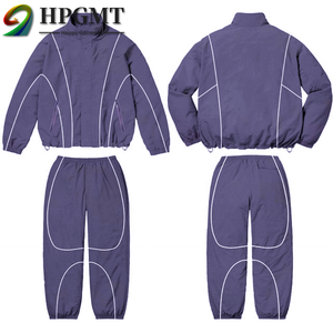 לוגו מותאם אישית של גברים zip-up ניילון מחליפות טלאים סווטצ 'קט רקמה בלוק צבע מודפס עיצוב ז' קט רקמה