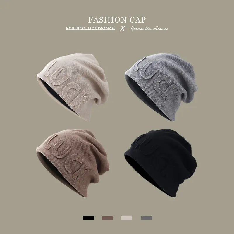 Cappelli di alta qualità da donna autunno inverno nuovo berretto a pelo lettere cappelli a prova di freddo più cappello di protezione della testa con protezione dell'orecchio lavorato a maglia in velluto