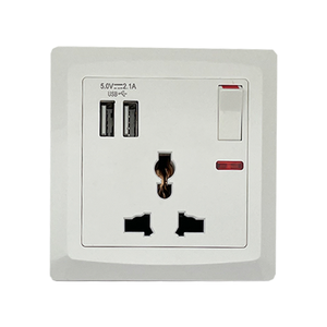 插座接口USB充电13A通用3针电源插座墙壁电源插座，带双USB - Product Image 1
