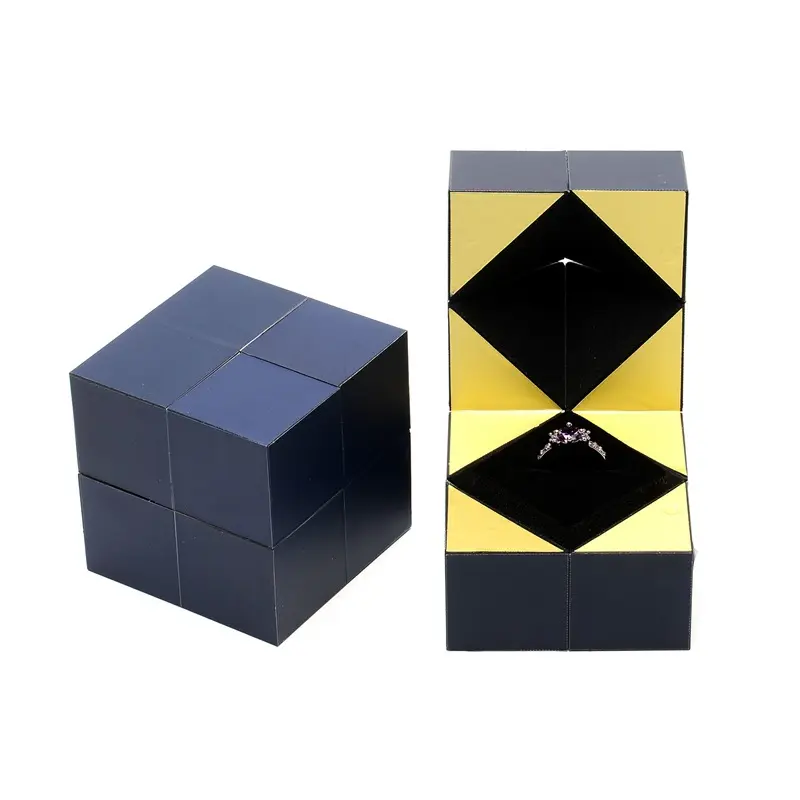 Nuovo Design creativo cubo anello scatola chiusura magnetica per il pacchetto di gioielli e regalo di nozze Display prezzi all'ingrosso della fabbrica