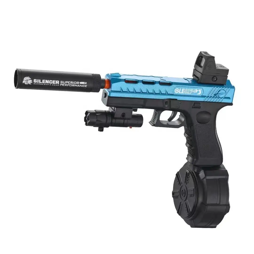 Electric Gel Blaster Pistol With Bullet Drum High Speed Automatic Water Ball Blaster With Infrared Sight Outdoor Game Pistol