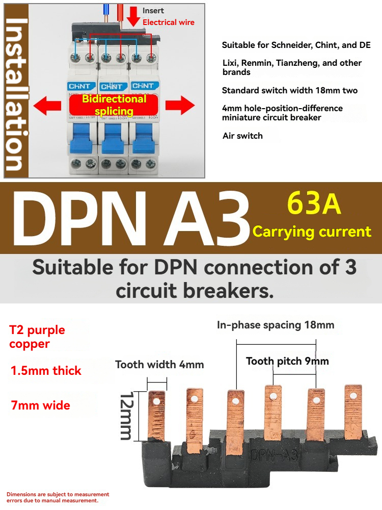 DPN A3 63A (connection for 3 1P MCBs)