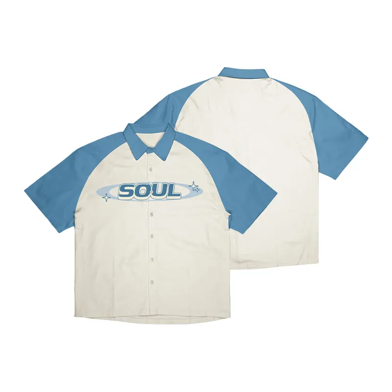 2024 personalizado de verano para Hombres Nuevo algodón Casual americano Retro suelto Patchwork inglés solapa camisa de manga corta