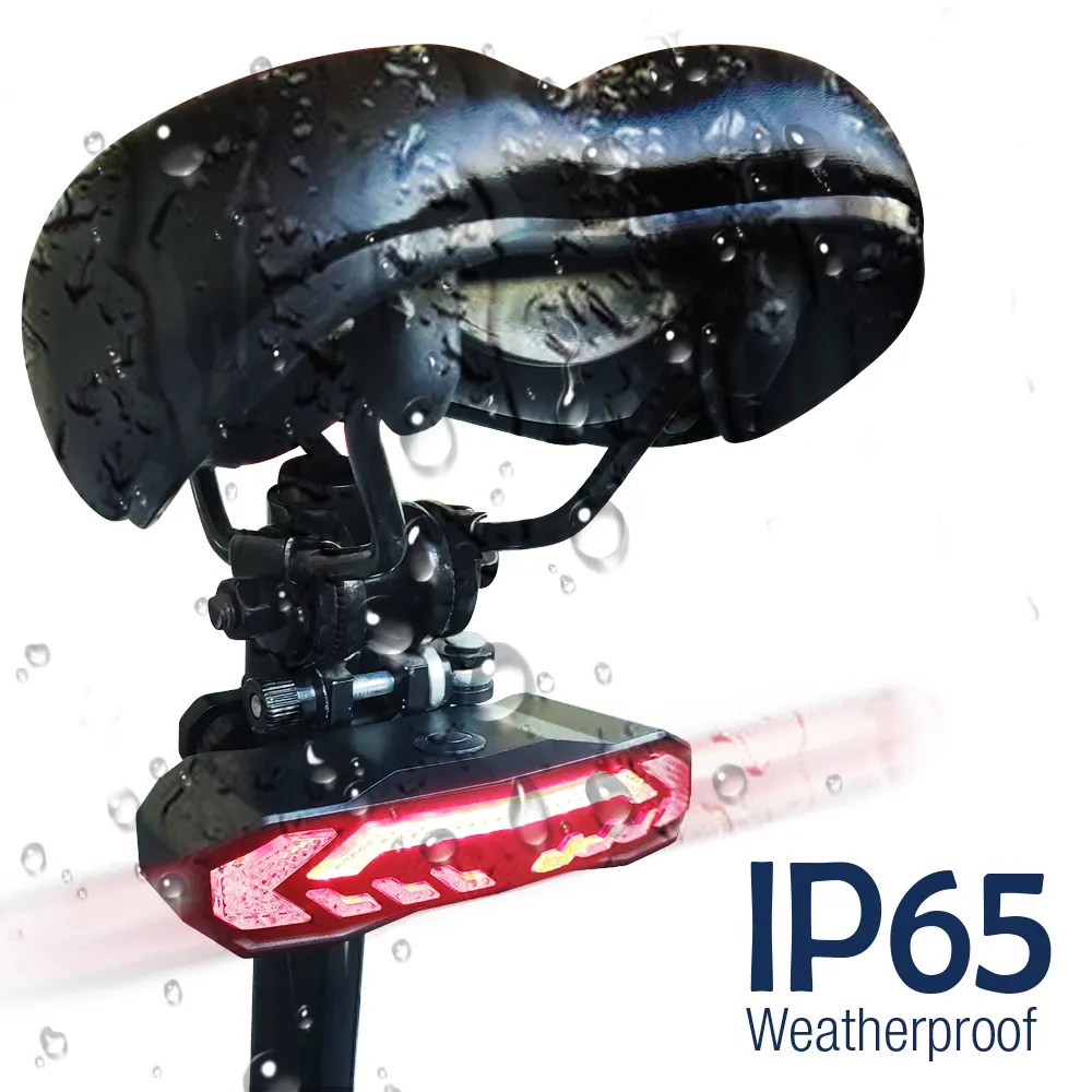 IP65防水3ボリュームオプションスマートアラームターンシグナルテールライト充電式LEDバイクライト