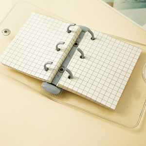 Mini A6 PVC Soft Binder Notebook con 3 anelli trasparente a foglia larga con chiusura a bottone a scatto memory pad con stile