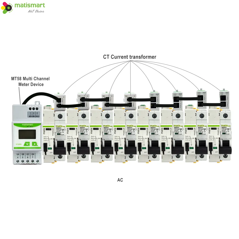 רב ערוצי אנרגיה מטר rs485 עם wifi מד אנרגיה ct