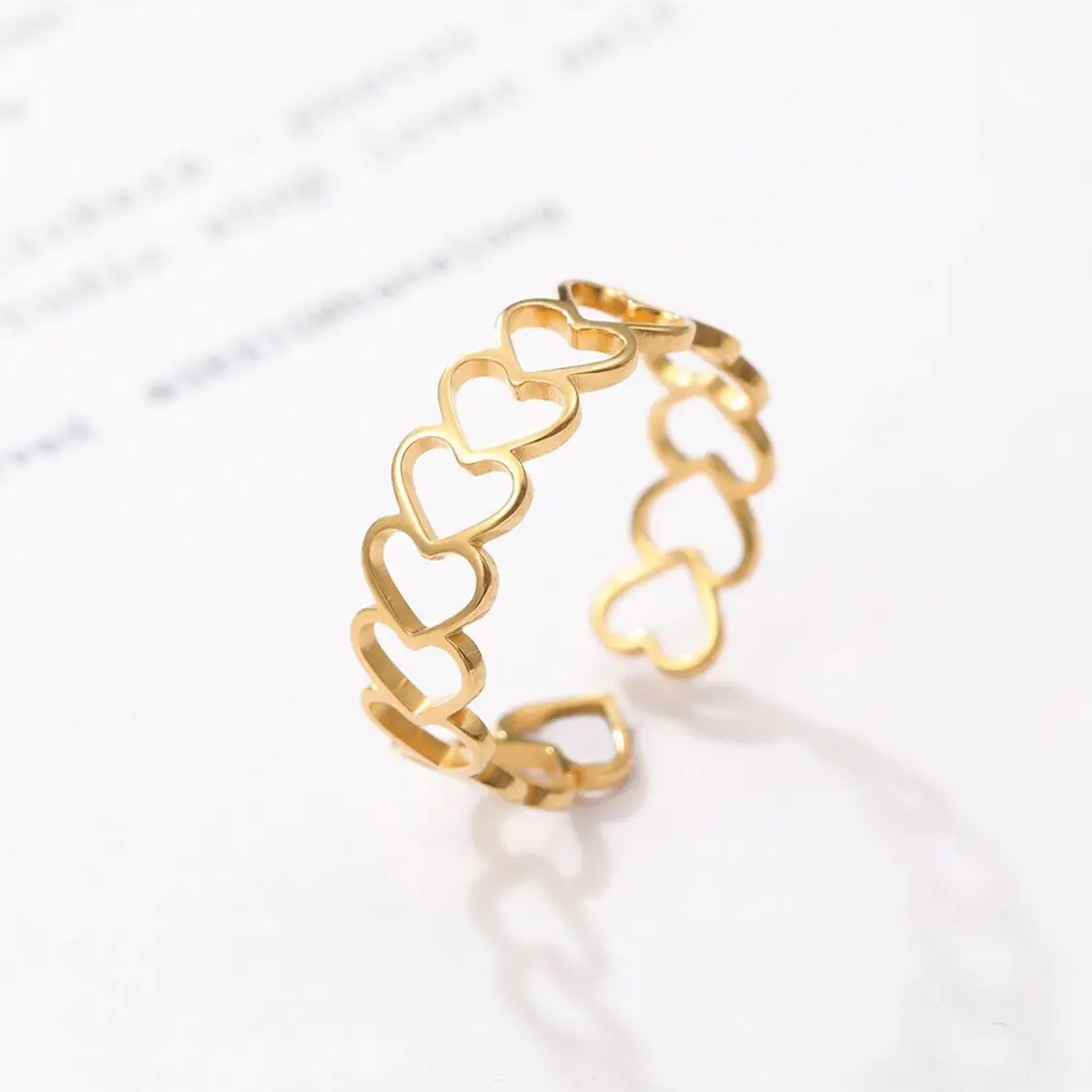 Nuova tendenza a forma di cuore vuoto Open Fashion anello in acciaio inossidabile gioielli minimalisti placcato oro 18k anelli regolabili per le donne