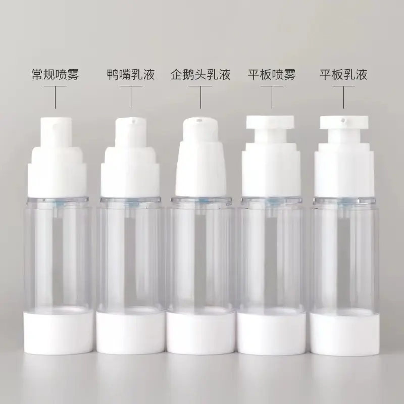 Factory direct sale off the shelf airless bolttles with dustproof cover for liquid and lotion skin care