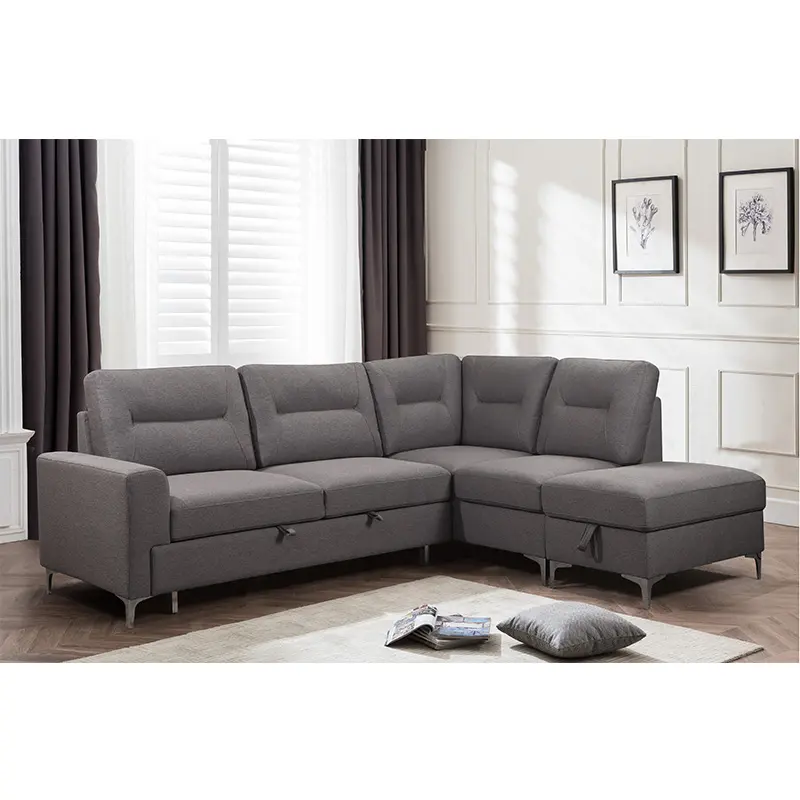 Salon moderne Canapé-lit d'angle Canapé-lit d'angle de luxe en forme de L avec bras