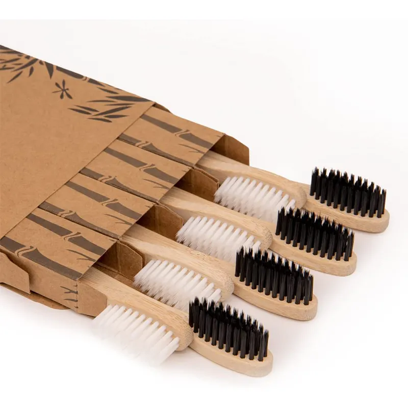 Cepillo de dientes de bambú con logotipo personalizado, ecológico, Biodegradable, para adultos y adolescentes