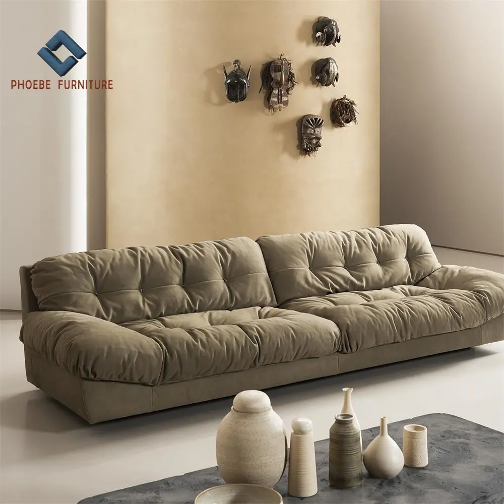 Confortável nubuck grãos de couro milão, mobiliário para sala de estar, sofá secional