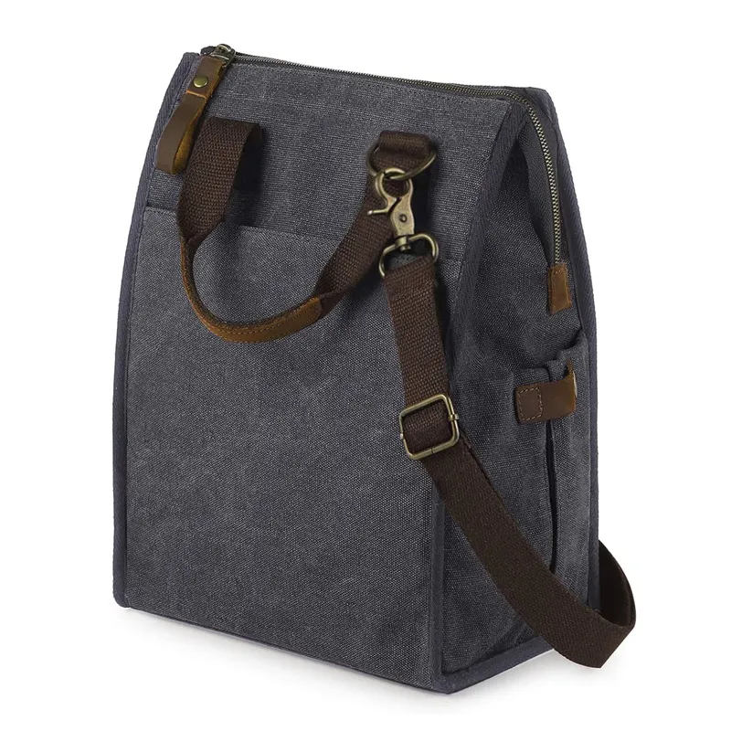 Sac fourre-tout étanche réutilisable 9.6 L, sac de pique-nique plage isolé en toile, sac de déjeuner thermique pour hommes