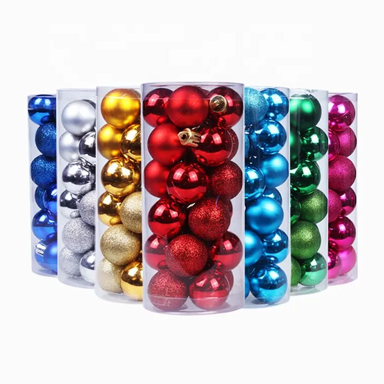 Arbres de noël colorés 3/4/6/8cm, boule en plastique par galvanoplastie, Kit de 24 pièces pour décoration d'arbre de noël