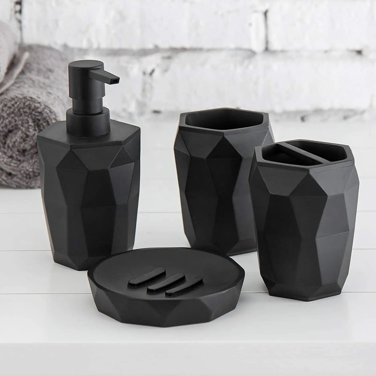 Juego de accesorios de baño de fábrica China, conjunto de mármol negro 2022 natural, 100%