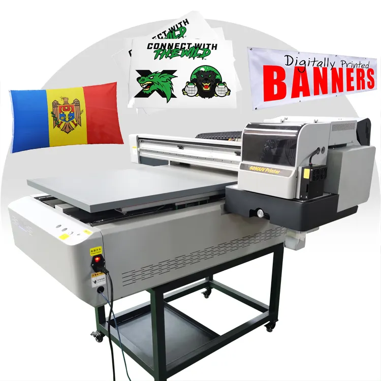 Proprinter 6090 lattine di alluminio per interni ed esterni Flat Bed A1 Uv Banner Printer macchina da stampa 60 x90 per insegne da giardino secchi rotondi