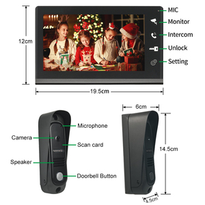 Videoportero con cable, sistema de intercomunicación para apartamento, Monitor a Color de 7 pulgadas y cámara HD, visión nocturna para el hogar - Product Image 2