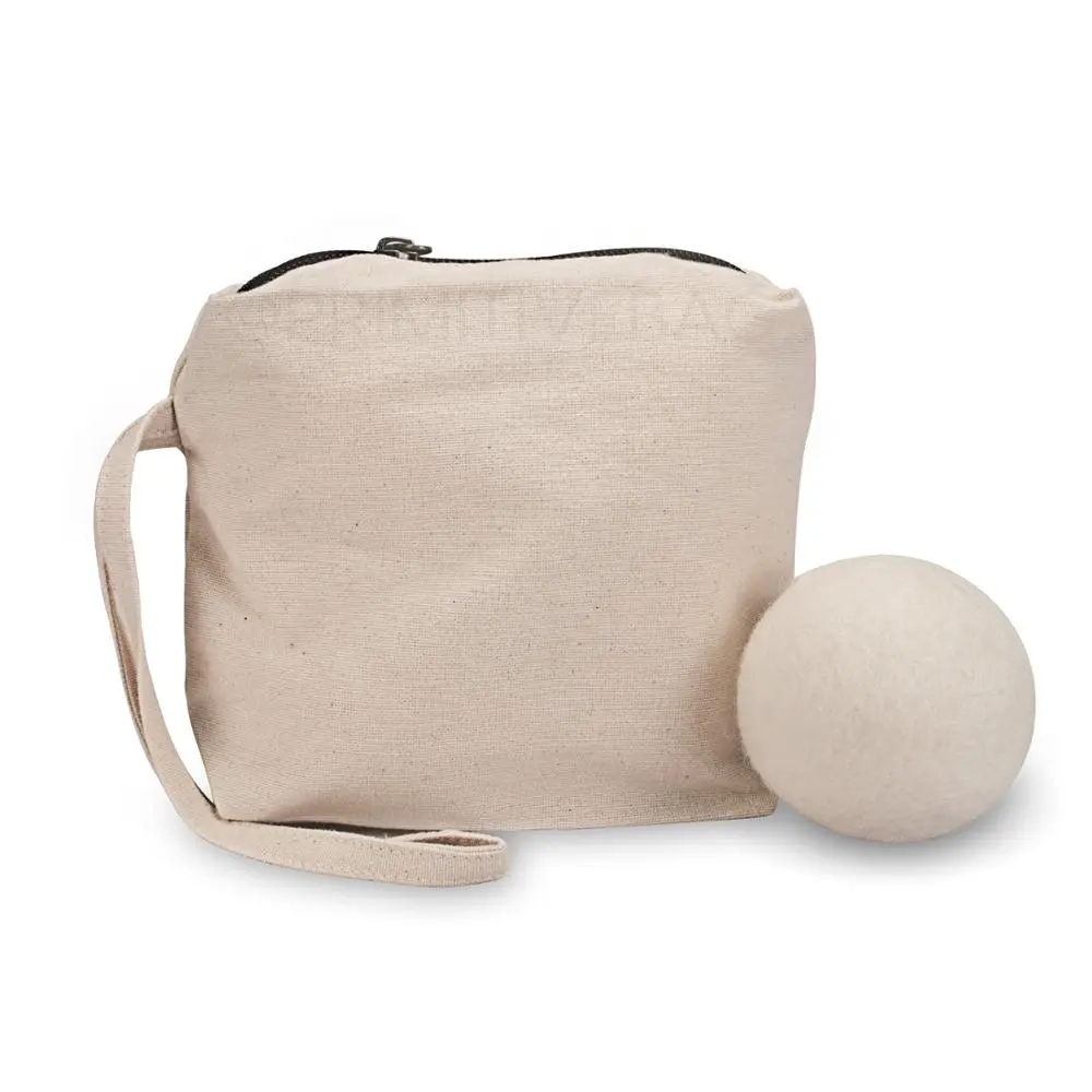 Organische Baumwolle Leinwand Tasche mit Zipper-Handgemachte Leinwand Tasche Filz Kugeln-Großhandel Förderung Mehrweg Baumwolle Taschen für 4 pack XL