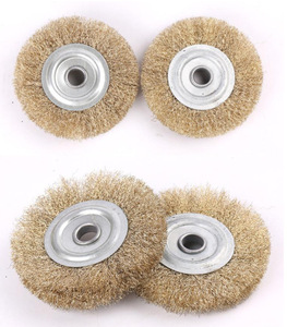 Pirinç kaplı çelik telli çark tezgah değirmeni için fırçalar 5/8 1/2 Arbor çelik tel pirinç fırça - Product Image 3