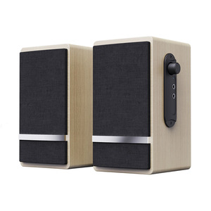 MDF Madeira 10W AUX MIC EARPHONE 2.0CH Stereo USB Alimentado Computador Monitor Estante Speaker Para PC
