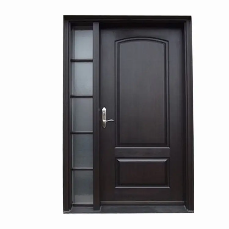 Puertas frontales modernas de madera dura para casa, diseño de puerta de vidrio, exterior, pequeño, negro