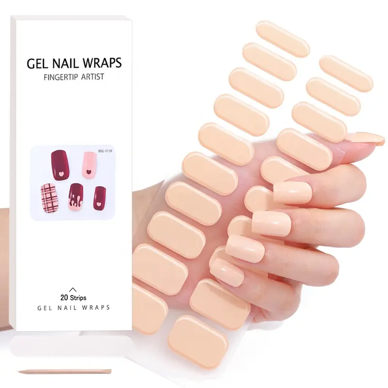 Wholesale LED Semi Cured Gel Nail Wraps Custom Package Gel Nail Stickers New Arrival Styles Nail Strips With UV Lamp