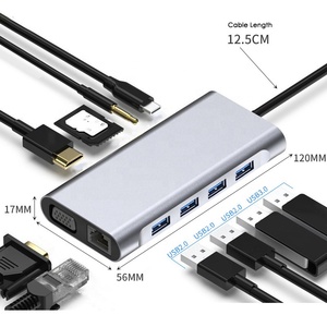 11合1 Usb C集线器适配器至以太网4k高清电视音频坞站闪电转换器PD充电坞USB C - Product Image 1