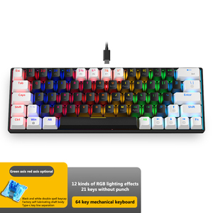 63-key TYPE-C Small Wired <strong>Notebook</strong> <strong>Keyboard</strong> Computer Office Game Electric Teclado Mecanico Axis Red Axis Mechanical <strong>Keyboard</strong> - Product Image 2