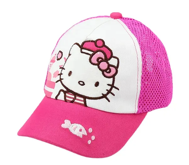 Gorra de béisbol de malla con logotipo de gato encantador personalizado gorra de camionero ajustable para niños bordada al por mayor