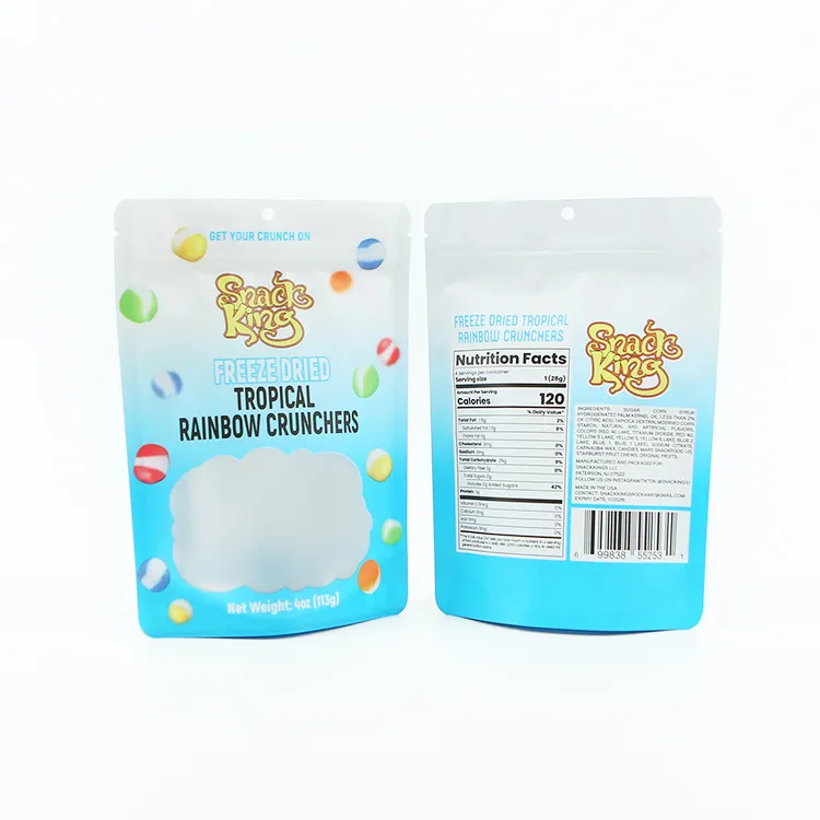 Best Selling Dry fruit Food Packaging Aluminum Foil Self Sealing Stand Up Mylar Snack Freeze Dried Fruit Bag with Window