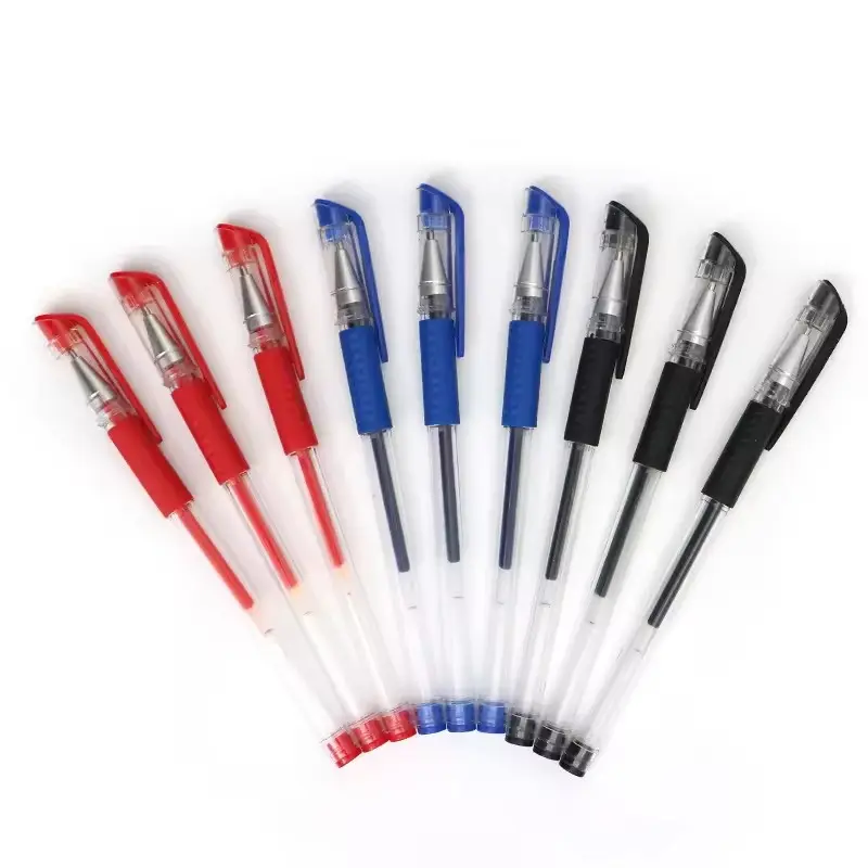 Vente en gros bon marché stylos à gel personnalisés 0.5mm noir/bleu/rouge stylo à aiguille à base d'eau de bureau avec stylos à bille